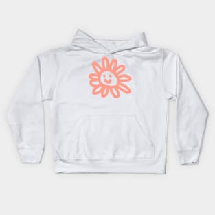 Soft Red Daisy Flower Smiley Face Kids Hoodie